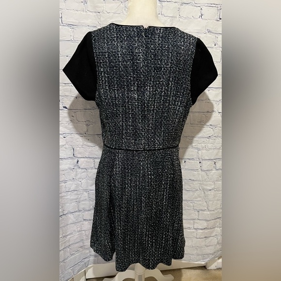 Banana Republic Black Blue White Tweed Fit Flare Dress Size 14 - Picture 4 of 8
